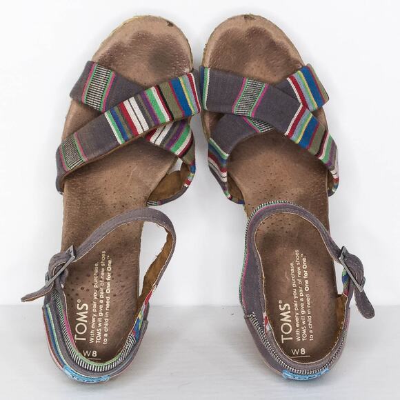 TOMS Sandals Wedge Platform Heels Espadrille Coastal Grandma Boho Preppy Retro 8 - Picture 5 of 6